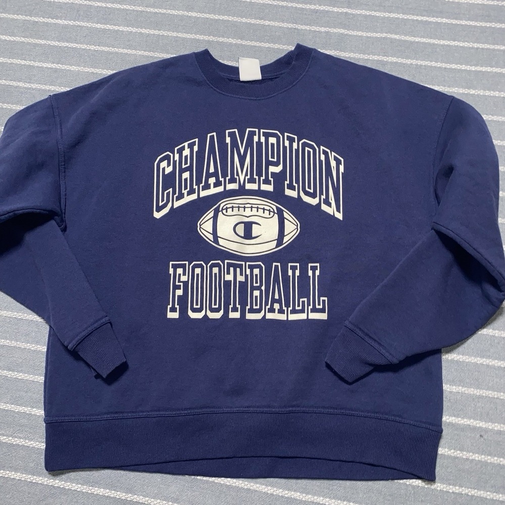 Champion Football Navy Unisex Pullover Sweater Large